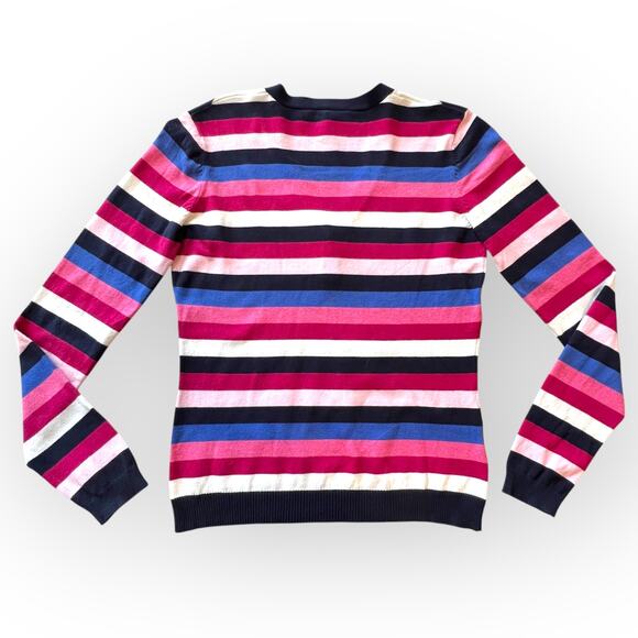 Laura Ashley Knit Sweater Long Sleeve Striped 1/4 Button Vintage Cotton Sweater - Picture 11 of 14